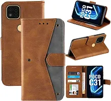 Flip Cover Compatible for Poco C31 Back Cover Poco C31 Stylish Cover Poco C31 Girls Cove Poco C31 mobile back cover Poco C31 Cover Executive Brown, Magnetic Closure-thumb3