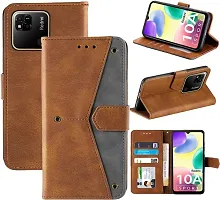 Flip Cover Compatible for Mi Redmi 10A Flip Cover Redmi 10A Back cover Redmi 9C Flip Cover Redmi 10A mobile back cover Xiaomi Redmi 10A Flip Cover Executive Brown, Magnetic Closure-thumb3