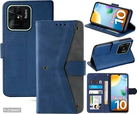 Flip Cover Compatible for Mi Redmi 10C Flip Cover Redmi 10C Back cover Redmi 10 Flip Cover Redmi 10C mobile back cover Xiaomi Redmi 10C Flip Cover Executive Blue, Magnetic Closure-thumb0