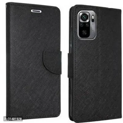 Flip Cover Compatible for Mi Redmi Note 10 Mobile Back Cover Mi  Redmi Note 10s Flip Cover Stylish Girls Cover Boys Designer Cover Black-thumb0