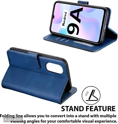 Flip Cover Compatible for Mi Redmi 9i cover Mi Redmi 9i Activ Flip Cover Redmi 9i Back cover Redmi 9i mobile cover Mi Redmi 9i Sport flip cover Redmi 9i sport back cover Redmi 9i mobile flip cover Redmi 9i designer cover Executive Blue, Magnetic Closure-thumb3