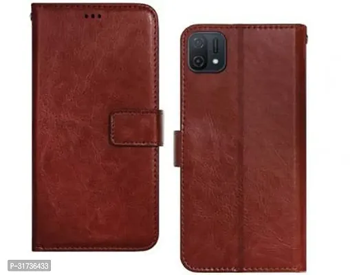 Gladly Flip Cover Compatible for  Oppo A16k Brown-thumb0