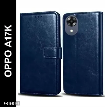 Gladly Flip Cover Compatible for OPPO A17k::CPH2471 Cover Back Cover Soft Silicon Tpu Flip Cover Navy Blue