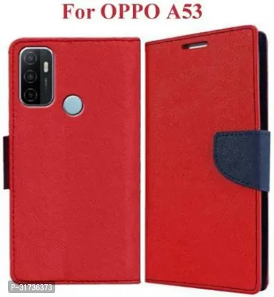 Gladly Flip Cover Compatible for  Oppo A53 Flip Cover Oppo A53 2020 Red