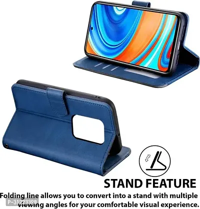 Flip Cover Compatible for Poco M2 Pro Back Cover Poco M2 Pro Stylish Cover Poco M2 Pro Girls Cove Poco M2 Pro mobile back cover Poco M2 Pro Cover Executive Blue, Magnetic Closure-thumb3