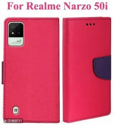 Gladly Flip Cover Compatible for Realme Narzo 50i Back Cover Soft Silicon Tpu Flip Cover Pink