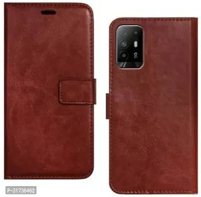 Gladly Flip Cover Compatible for  Oppo F19 Pro Plus Brown