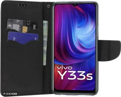 Gladly Flip Cover Compatible for Vivo Y33s 5G Flip Cover Vivo Y21 2021 Flip Cover Vivo Y21T Flip Cover Vivo Y33T Black-thumb3