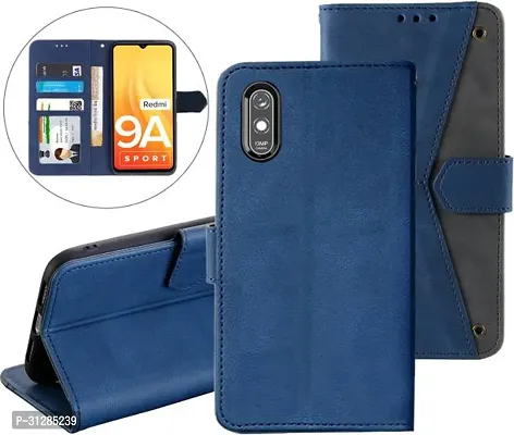 Flip Cover Compatible for Mi Redmi 9A Sport Flip Cover Redmi 9A Sport Back cover Mi Redmi 9i Sport Flip Cover Redmi 9A Sport mobile back cover Xiaomi Redmi 9A Sport Flip Cover Executive Blue, Magnetic Closure