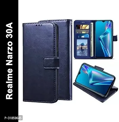 Gladly Flip Cover Compatible for Realme narzo 30A Back Cover Soft Silicon Tpu Flip Cover Attractive Navy Blue