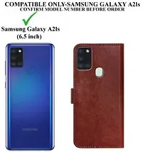 Gladly Flip Cover Compatible for Samsung Galaxy A21s Mobile Flip Cover With TPU Silicon Cover Brown-thumb1