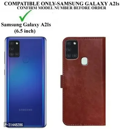 Gladly Flip Cover Compatible for Samsung Galaxy A21s Mobile Flip Cover With TPU Silicon Cover Brown-thumb2