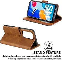 Flip Cover Compatible for Mi Redmi Note 11S Flip Cover Redmi Note 11T Back cover Mi Redmi Note 11 4G Flip Cover Redmi Note 11T mobile back cover XiaoMi Redmi Note 11S Flip Cover Executive Brown, Magnetic Closure-thumb2