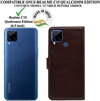 Flip Cover Compatible for Realme C15 Brown-thumb1