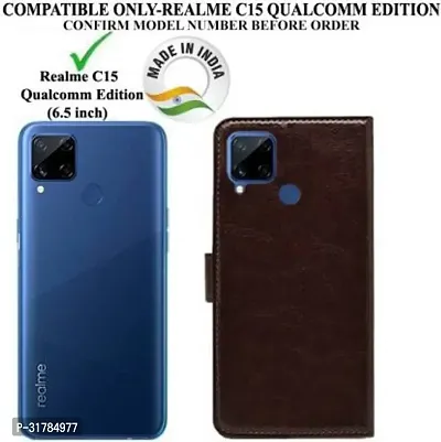 Flip Cover Compatible for Realme C15 Brown-thumb2