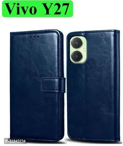 Gladly Flip Cover Compatible for Vivo Y27 Back Cover Soft Silicon Tpu Flip Cover Navy Blue