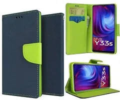 Gladly Flip Cover Compatible for Vivo Y33s 5G Flip Cover Vivo Y21 2021 Flip Cover Vivo Y21T Flip Cover Vivo Y33T Blue-thumb1