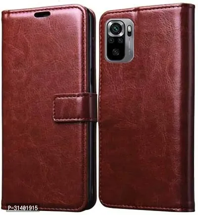 Flip Cover Compatible for Mi Redmi Note 10 Mobile Back Cover Mi  Redmi Note 10s Flip Cover Stylish Girls Cover Boys Designer Cover Brown