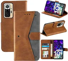 Flip Cover Compatible for Mi Redmi Note 10 Pro Max Flip Cover Redmi Note 10 Pro Max Back cover Mi Redmi Note 10 Pro Flip Cover Redmi Note 10 Pro Max mobile back cover Xiaomi Redmi Note 10 Pro Max Flip Cover Executive Brown, Magnetic Closure-thumb3