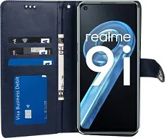 Gladly Flip Cover Compatible for Realme 9i Back Cover Soft Silicon Tpu Flip Cover Blue-thumb4