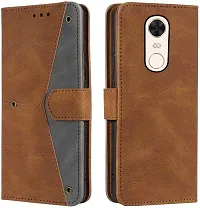 Rahishi Artificial Leather Flip Cover Compatible for Mi Redmi 8 Executive Brown, Magnetic Closure-thumb3