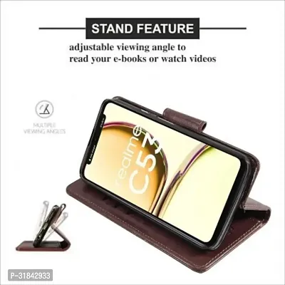 Gladly Flip Cover Compatible for Realme C51 Back Cover Soft Silicon Tpu Flip Cover Coffee Brown-thumb3