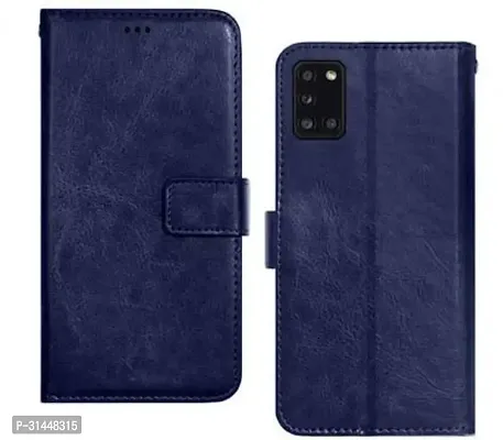 Gladly Flip Cover Compatible for Samsung Galaxy A31 Mobile Flip Cover With TPU Silicon Cover Blue-thumb0