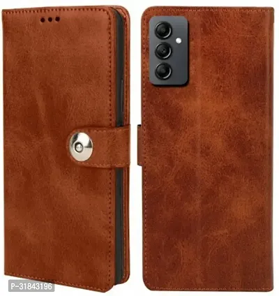 Gladly Flip Cover Compatible for Samsung Galaxy A34 Back Cover Soft Silicon Tpu Flip Cover Brown