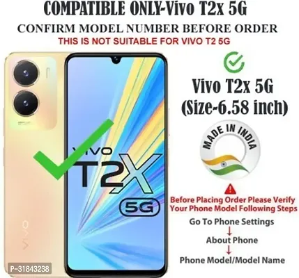 Gladly Flip Cover Compatible for Vivo T2X 5G Back Cover Soft Silicon Tpu Flip Cover Navy Blue-thumb2