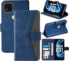 Flip Cover Compatible for Poco C31 Back Cover Poco C31 Stylish Cover Poco C31 Girls Cove Poco C31 mobile back cover Poco C31 Cover Executive Blue, Magnetic Closure-thumb3