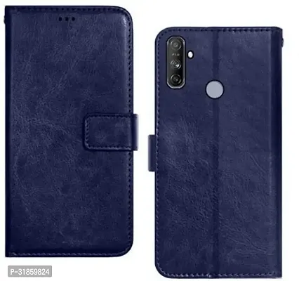 Gladly Flip Cover Compatible for Realme Narzo 20A Back Cover Soft Silicon Tpu Flip Cover Blue-thumb0