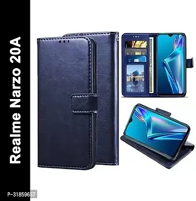 Gladly Flip Cover Compatible for Realme narzo 20A Back Cover Soft Silicon Tpu Flip Cover Attractive Navy Blue