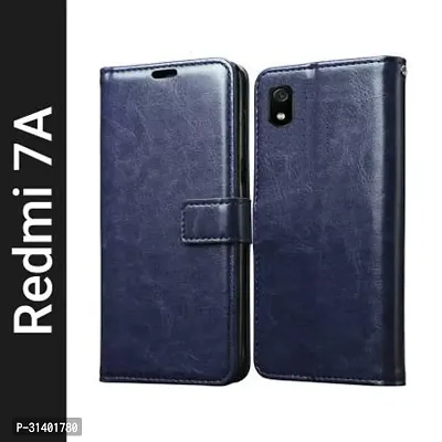 Flip Cover Compatible for Mi Redmi 7A Flip Cover Stylish Girls Cover Boys Designer Cover Blue-thumb0