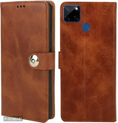 Gladly Flip Cover Compatible for Realme C25s Back Cover Soft Silicon Tpu Flip Cover Brown-thumb0