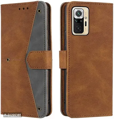 Flip Cover Compatible for Mi Redmi Note 10 Pro Max Flip Cover Redmi Note 10 Pro Max Back cover Mi Redmi Note 10 Pro Flip Cover Redmi Note 10 Pro Max mobile back cover Xiaomi Redmi Note 10 Pro Max Flip Cover Executive Brown, Magnetic Closure-thumb0