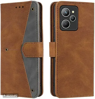 Stylish Flip Cover Compatible for Realme 9i 5G Cover Executive Brown, Magnetic Closure-thumb0