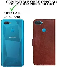 Gladly Flip Cover Compatible for  Oppo A12 Brown-thumb1