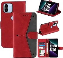 Gladly Flip Cover Compatible for POCO C51|MZB0EVCIN|MZB0EVBIN|MZB0F8WIN|MZB0DXKIN|MZB0F8VIN|MZB0E6DIN Back Cover Soft Silicon Tpu Flip Cover Executive Red, Magnetic Closure-thumb3