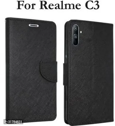 Gladly Flip Cover Compatible for Realme C3 Back Cover Soft Silicon Tpu Flip Cover Black