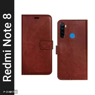 Flip Cover Compatible for Mi Redmi Note 8 Flip Cover Stylish Girls Cover Boys Designer Cover Brown-thumb0