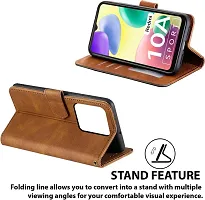 Flip Cover Compatible for Mi Redmi 10A Flip Cover Redmi 10A Back cover Redmi 9C Flip Cover Redmi 10A mobile back cover Xiaomi Redmi 10A Flip Cover Executive Brown, Magnetic Closure-thumb2