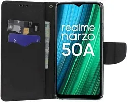 Gladly Flip Cover Compatible for Realme Narzo 50A Back Cover Soft Silicon Tpu Flip Cover Black-thumb3