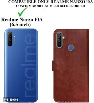 Gladly Flip Cover Compatible for Realme Narzo 10A Back Cover Soft Silicon Tpu Flip Cover Brown-thumb2