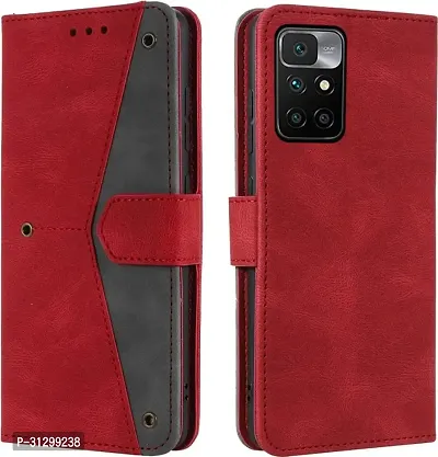 Flip Cover Compatible for Mi Redmi 10 Prime Flip Cover Redmi 10 Prime Back cover Mi Redmi 10 Prime 2022 Flip Cover Redmi 10 Prime mobile back cover Xiaomi Redmi 10 Prime Flip Cover Executive Red, Magnetic Closure-thumb0