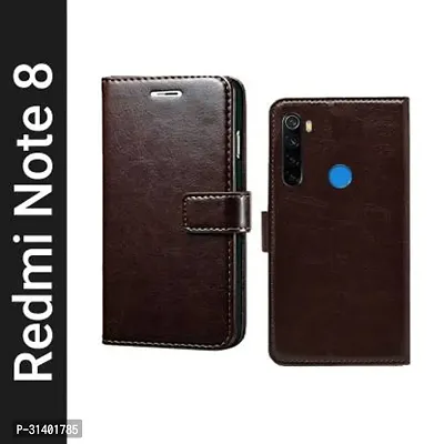 Flip Cover Compatible for Mi Redmi Note 8 Flip Cover Stylish Girls Cover Boys Designer Cover Brown-thumb0