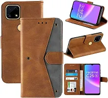 Stylish Flip Cover Compatible for Realme C25s Cover Executive Brown, Magnetic Closure-thumb3