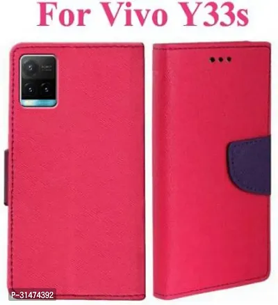 Gladly Flip Cover Compatible for Vivo Y33s 5G Flip Cover Vivo Y21 2021 Flip Cover Vivo Y21T Flip Cover Vivo Y33T Pink-thumb0