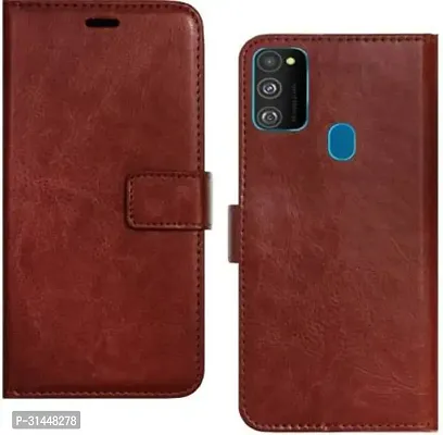 Gladly Flip Cover Compatible for Samsung Galaxy M21::Samsung Galaxy M30s Mobile Flip Cover With TPU Silicon Cover Brown