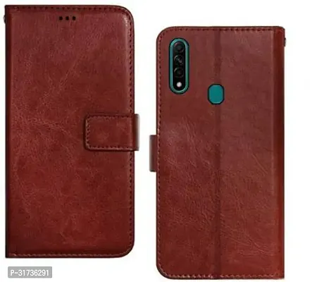 Gladly Flip Cover Compatible for  Oppo A31 Brown-thumb0