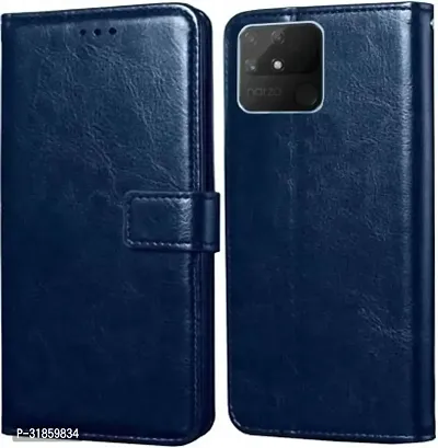 Gladly Flip Cover Compatible for Realme Narzo 50A Back Cover Soft Silicon Tpu Flip Cover Blue-thumb0